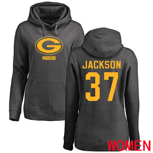 Green Bay Packers Ash Women 37 Jackson Josh One Color Nike NFL Pullover Hoodie Sweatshirts